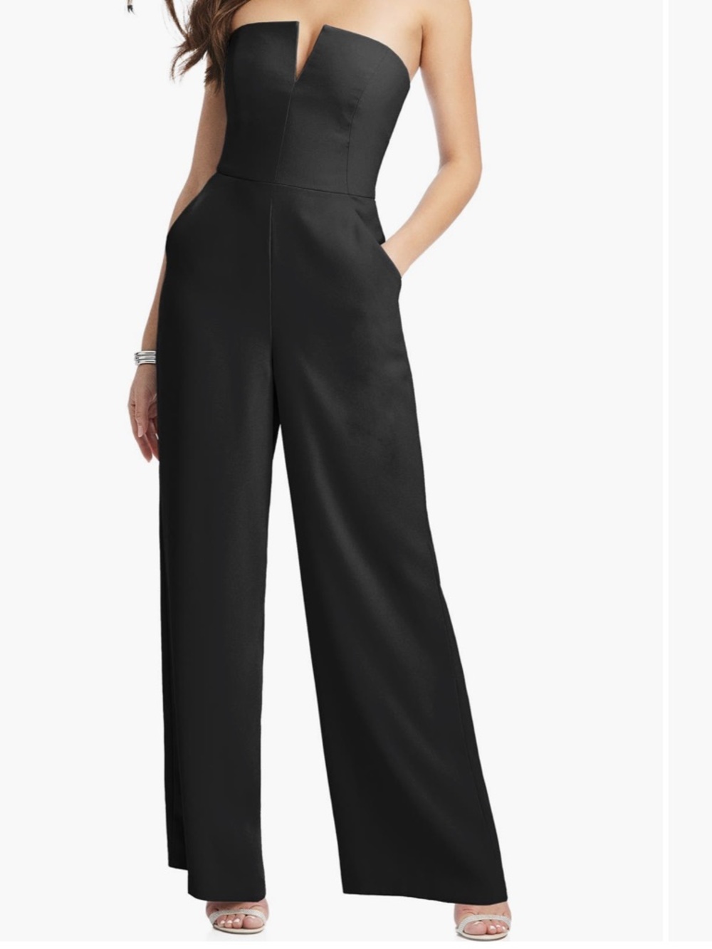 Dessy Collection Strapless Crepe Jumpsuit Size 2